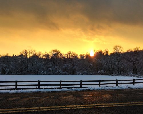 "Snowy Sunset in Chester County" by Cory Speroff, Photo Contest Submission