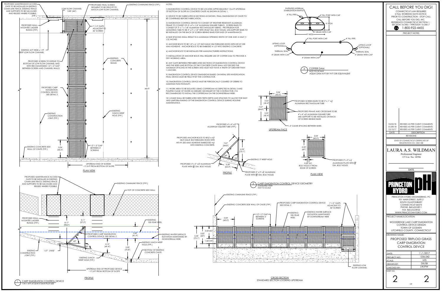 WOODRIDGE LAKE CARP EXCLUSION DEVICE DESIGN by Princeton Hydro